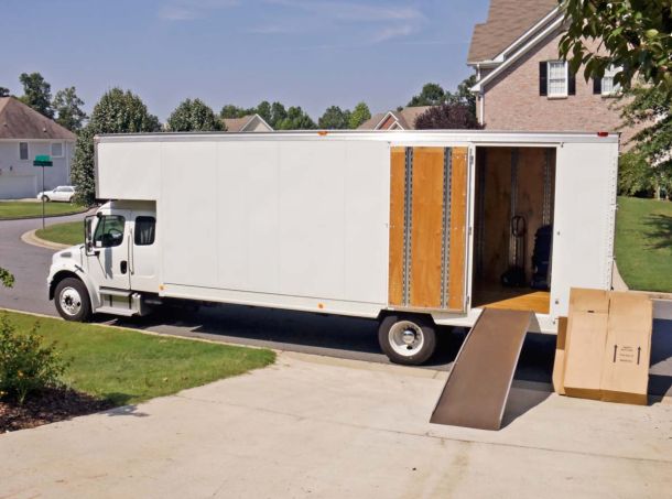 Moving van being loaded