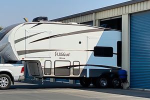 RV backing into a storage unit